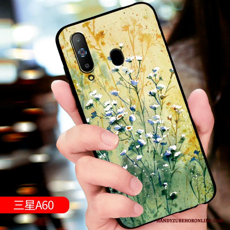 Samsung Galaxy A60 Lättnad Skydd Mjuk Gul Silikon Fallskydd Skal Telefon