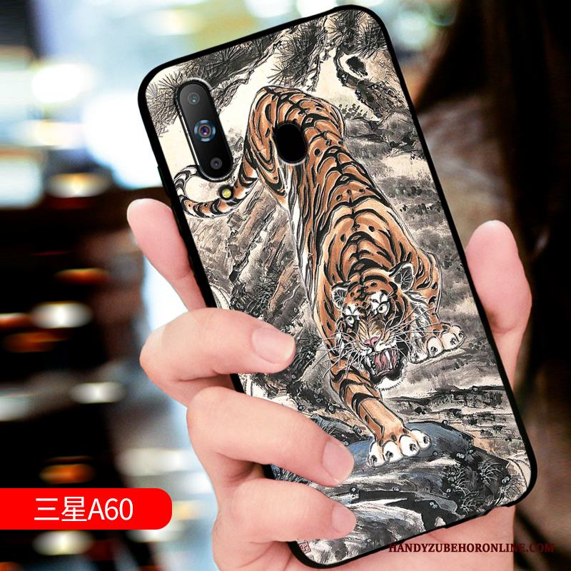 Samsung Galaxy A60 Lättnad Skydd Mjuk Gul Silikon Fallskydd Skal Telefon