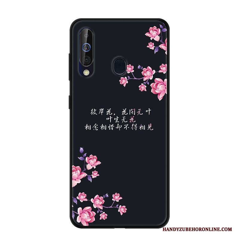 Samsung Galaxy A60 Skal Skydd Svart Nubuck Fodral Stjärna Rosa Mjuk