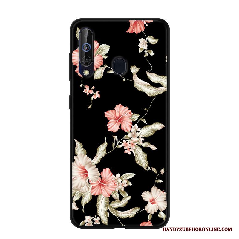 Samsung Galaxy A60 Skal Skydd Svart Nubuck Fodral Stjärna Rosa Mjuk