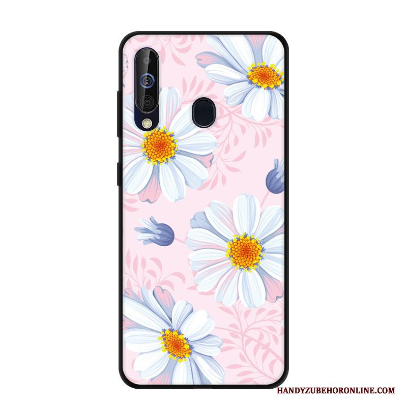 Samsung Galaxy A60 Skal Skydd Svart Nubuck Fodral Stjärna Rosa Mjuk