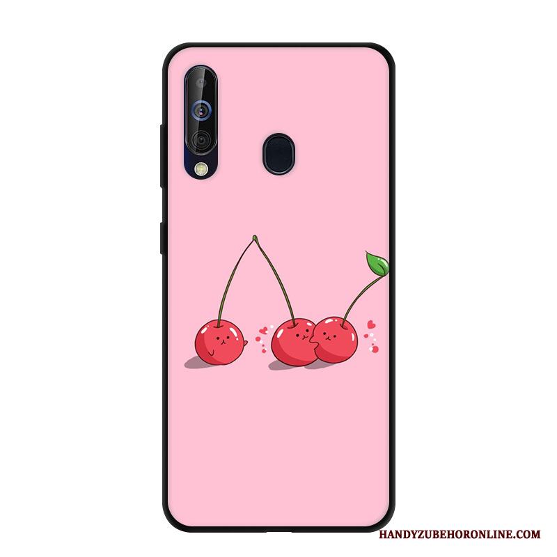 Samsung Galaxy A60 Skal Skydd Svart Nubuck Fodral Stjärna Rosa Mjuk