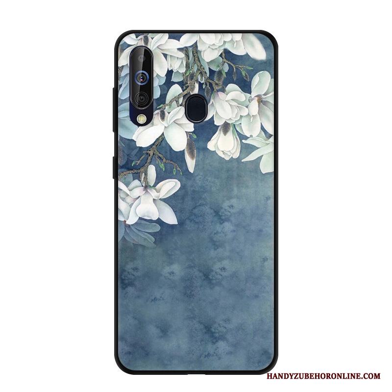 Samsung Galaxy A60 Skal Skydd Svart Nubuck Fodral Stjärna Rosa Mjuk