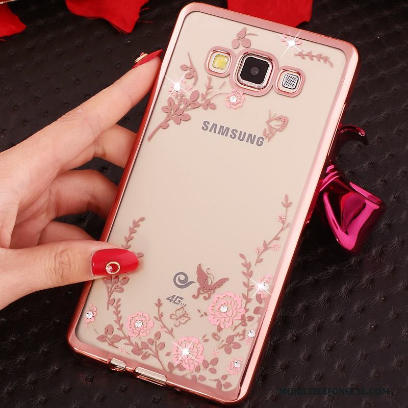 Samsung Galaxy A7 2015 Rosa Guld Skal Telefon Fallskydd Fodral Silikon Trend Mjuk