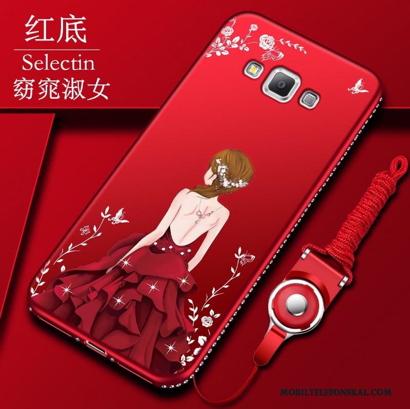 Samsung Galaxy A7 2015 Röd Skydd Nubuck Skal Telefon Silikon Stjärna Mjuk