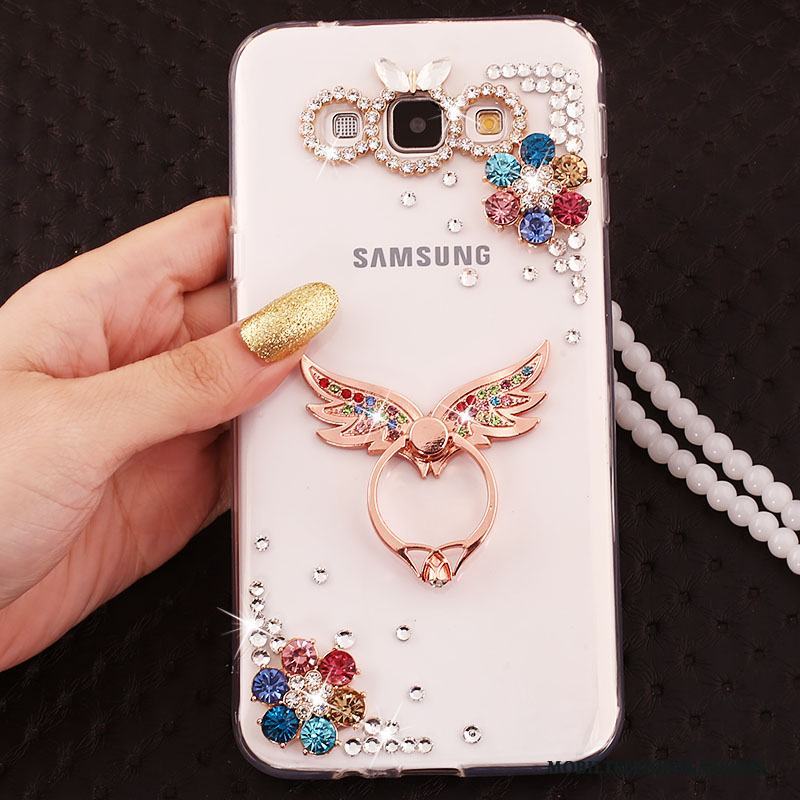 Samsung Galaxy A7 2015 Skal Ring Skydd Silikon Mjuk Strass Guld Stjärna