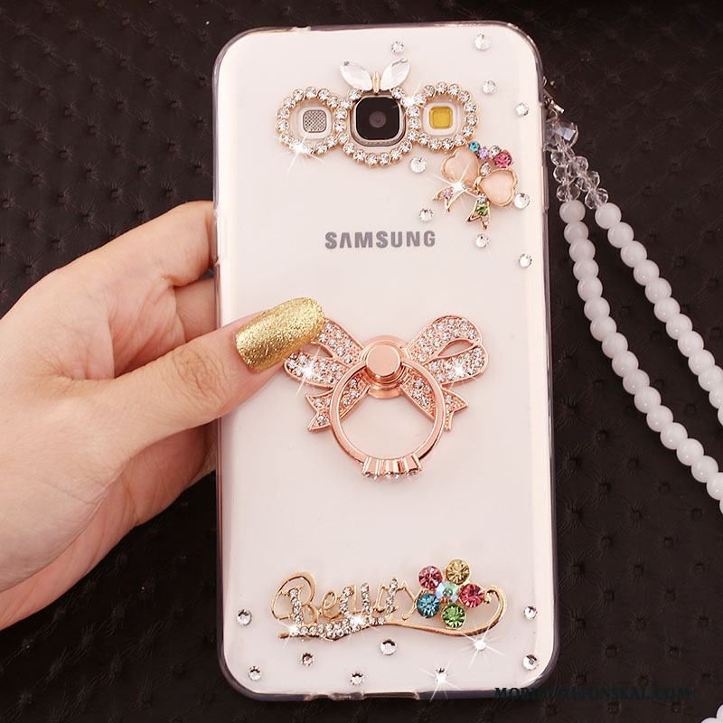 Samsung Galaxy A7 2015 Skal Ring Skydd Silikon Mjuk Strass Guld Stjärna