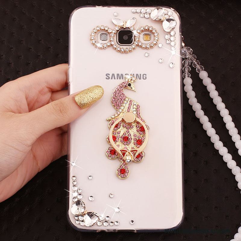 Samsung Galaxy A7 2015 Skal Stjärna Hängsmycken Skydd Kristall Fodral Guld Ring