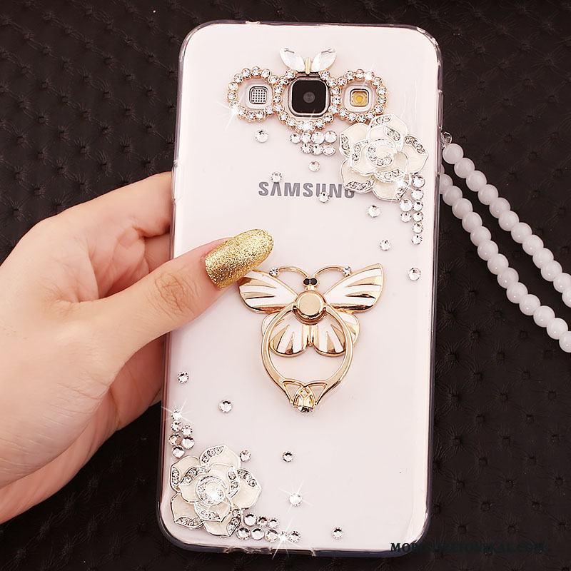 Samsung Galaxy A7 2015 Skal Stjärna Hängsmycken Skydd Kristall Fodral Guld Ring