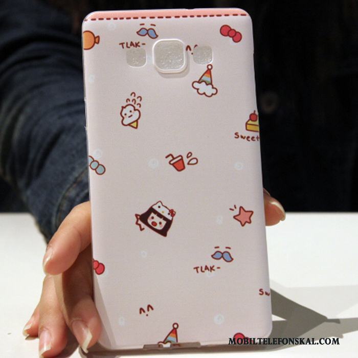 Samsung Galaxy A7 2015 Skal Tecknat Vacker Rosa Stjärna Silikon Fodral Mobil Telefon