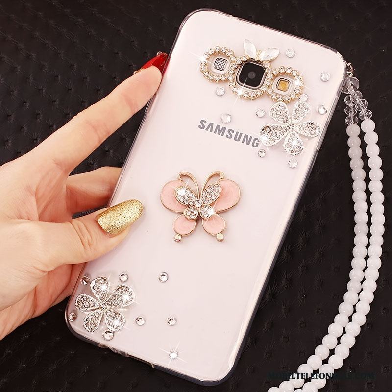 Samsung Galaxy A7 2015 Strass Fallskydd Hängsmycken Skal Telefon Stjärna Fodral Silikon