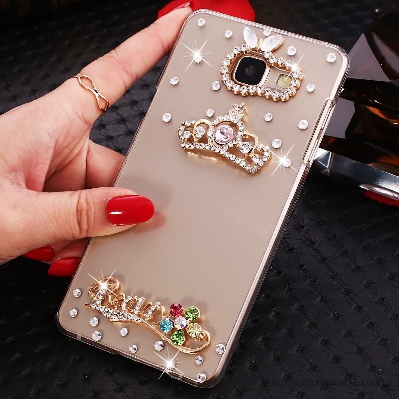 Samsung Galaxy A7 2016 Fodral Skal Telefon Stjärna Guld Transparent Strass Med Strass