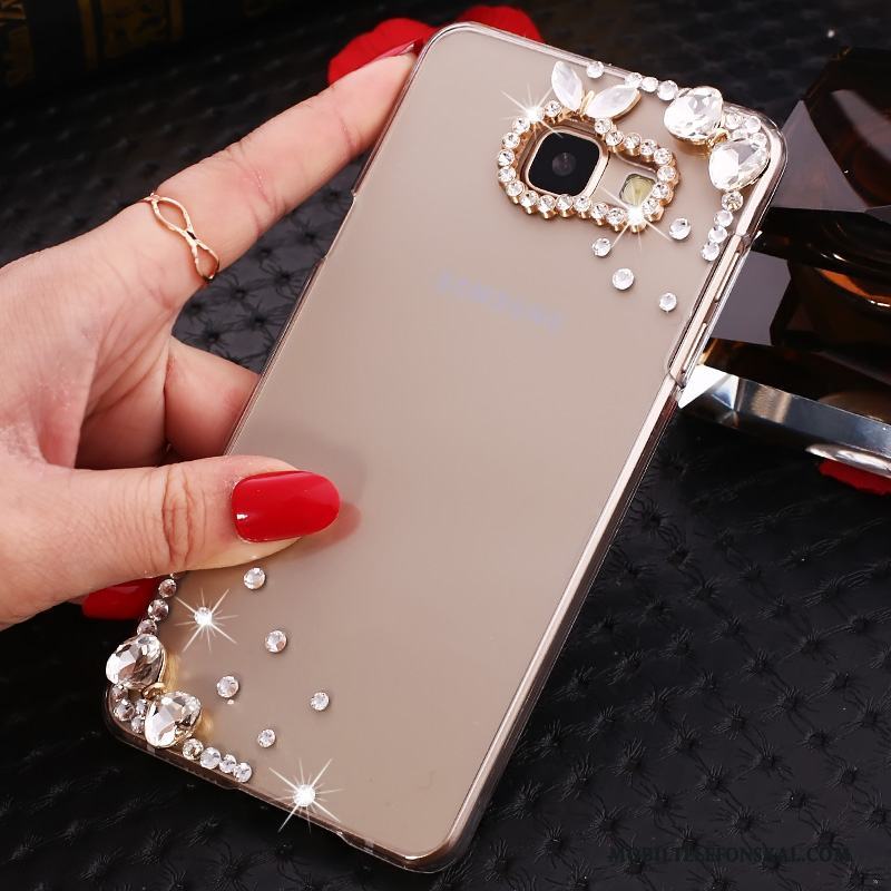 Samsung Galaxy A7 2016 Fodral Skal Telefon Stjärna Guld Transparent Strass Med Strass