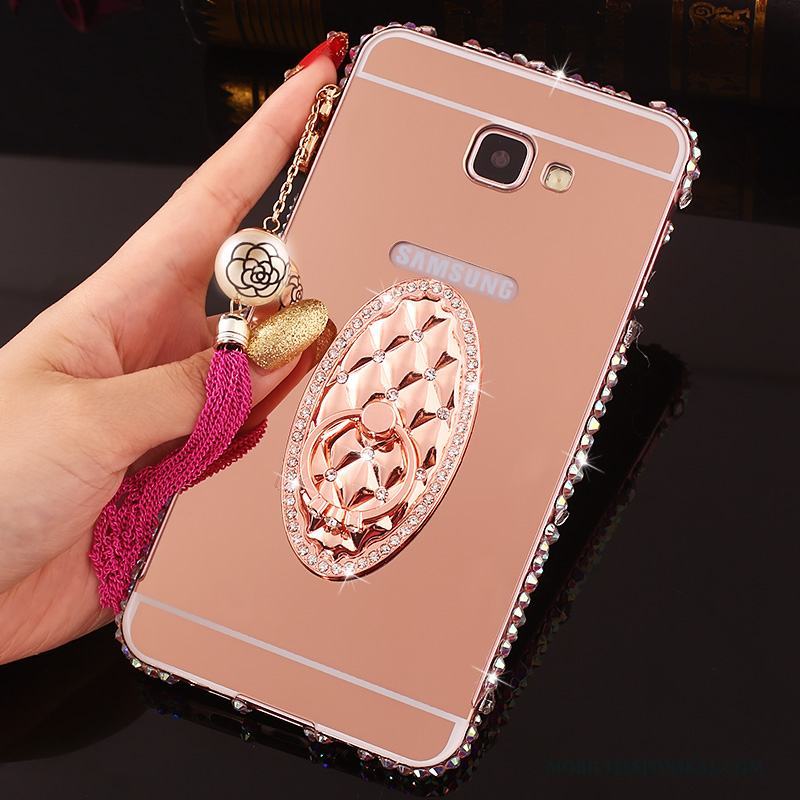 Samsung Galaxy A7 2016 Strass Fodral Skal Telefon Frame Med Strass Rosa Guld Metall