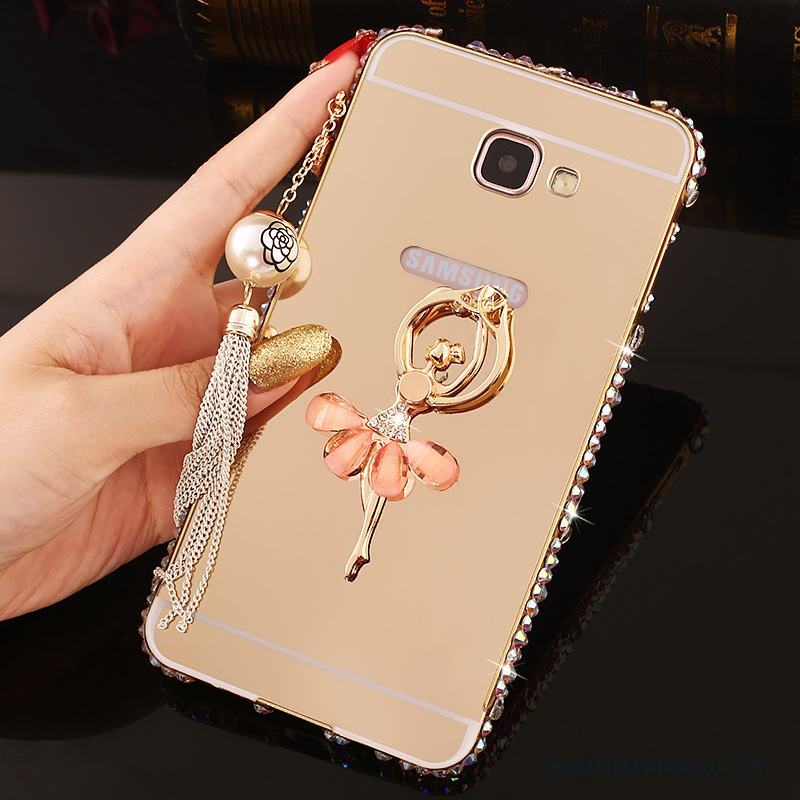 Samsung Galaxy A7 2016 Strass Fodral Skal Telefon Frame Med Strass Rosa Guld Metall