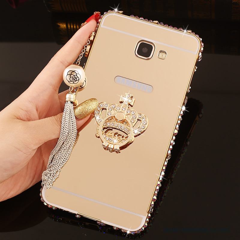 Samsung Galaxy A7 2016 Strass Fodral Skal Telefon Frame Med Strass Rosa Guld Metall