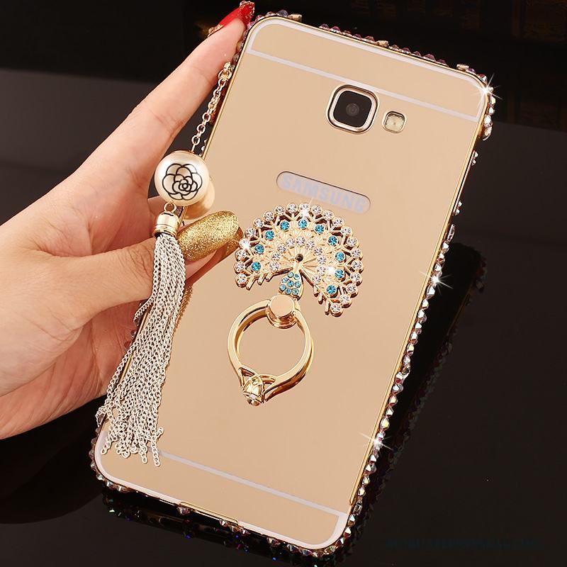 Samsung Galaxy A7 2016 Strass Fodral Skal Telefon Frame Med Strass Rosa Guld Metall