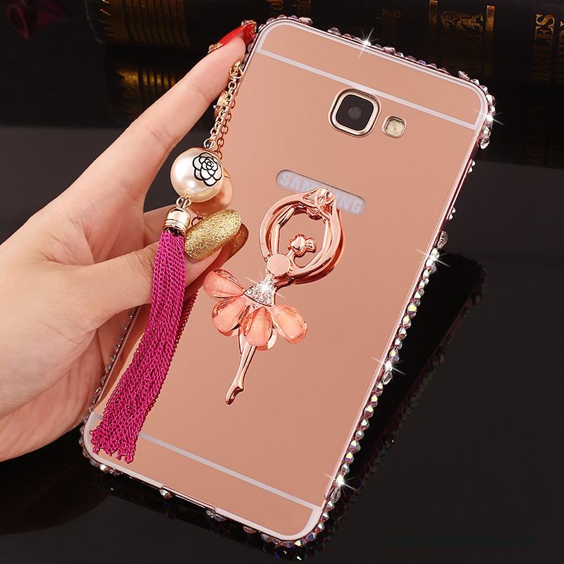 Samsung Galaxy A7 2016 Strass Fodral Skal Telefon Frame Med Strass Rosa Guld Metall