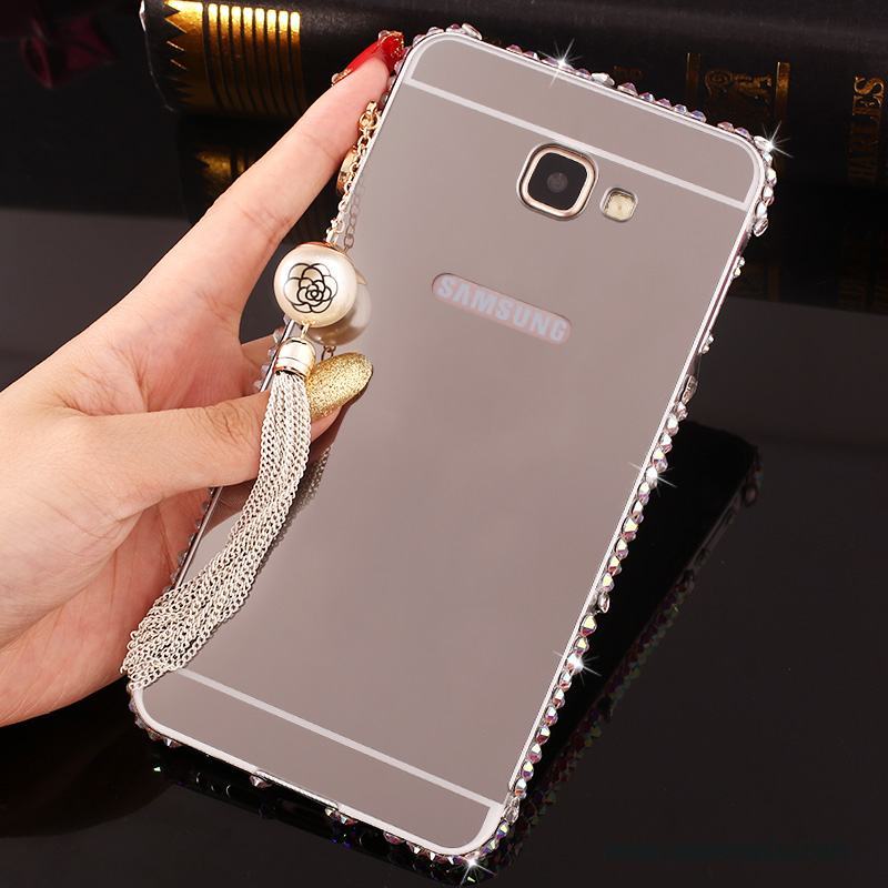 Samsung Galaxy A7 2016 Strass Fodral Skal Telefon Frame Med Strass Rosa Guld Metall