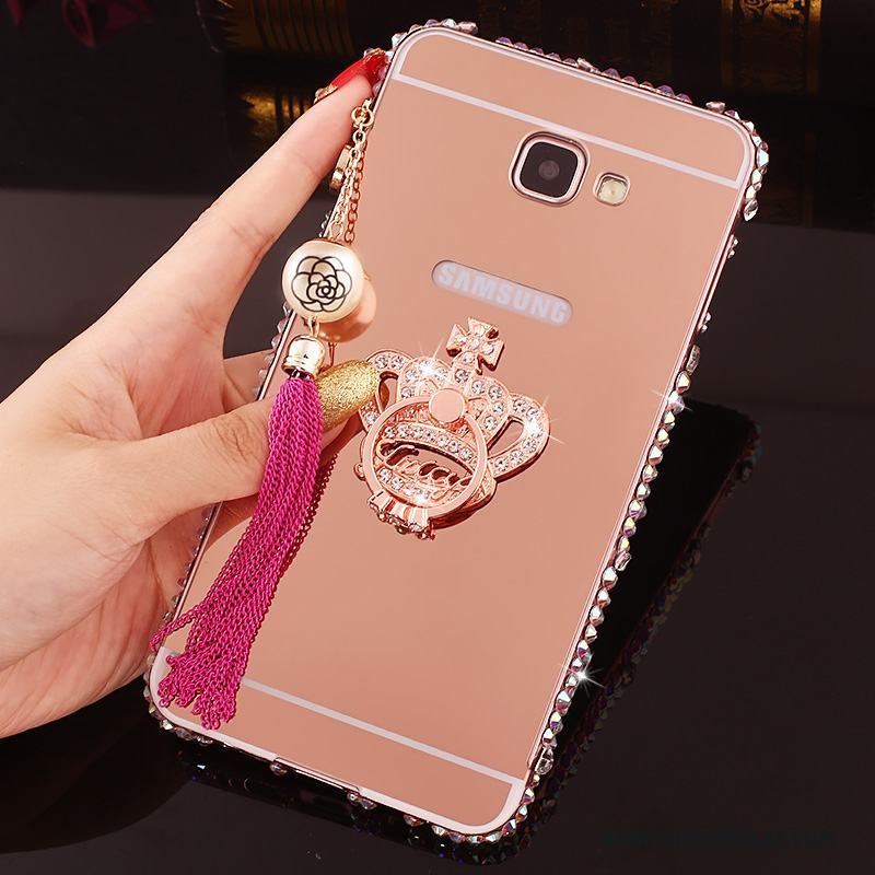 Samsung Galaxy A7 2016 Strass Fodral Skal Telefon Frame Med Strass Rosa Guld Metall