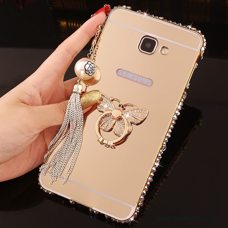 Samsung Galaxy A7 2016 Strass Fodral Skal Telefon Frame Med Strass Rosa Guld Metall