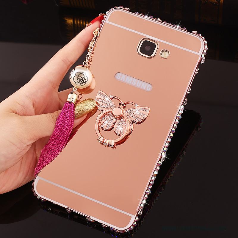 Samsung Galaxy A7 2016 Strass Fodral Skal Telefon Frame Med Strass Rosa Guld Metall