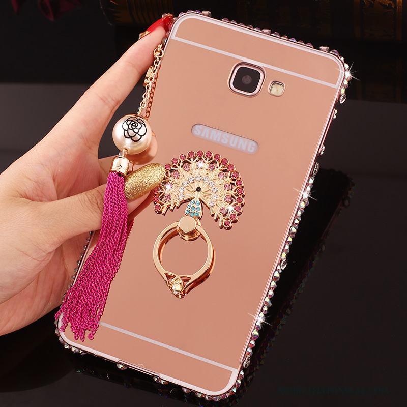 Samsung Galaxy A7 2016 Strass Fodral Skal Telefon Frame Med Strass Rosa Guld Metall