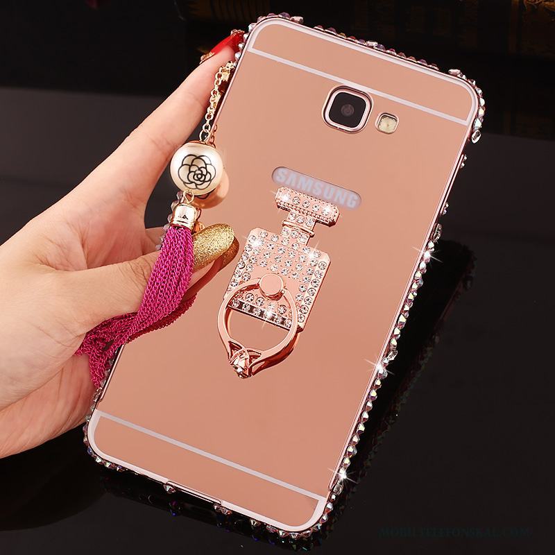 Samsung Galaxy A7 2016 Strass Fodral Skal Telefon Frame Med Strass Rosa Guld Metall