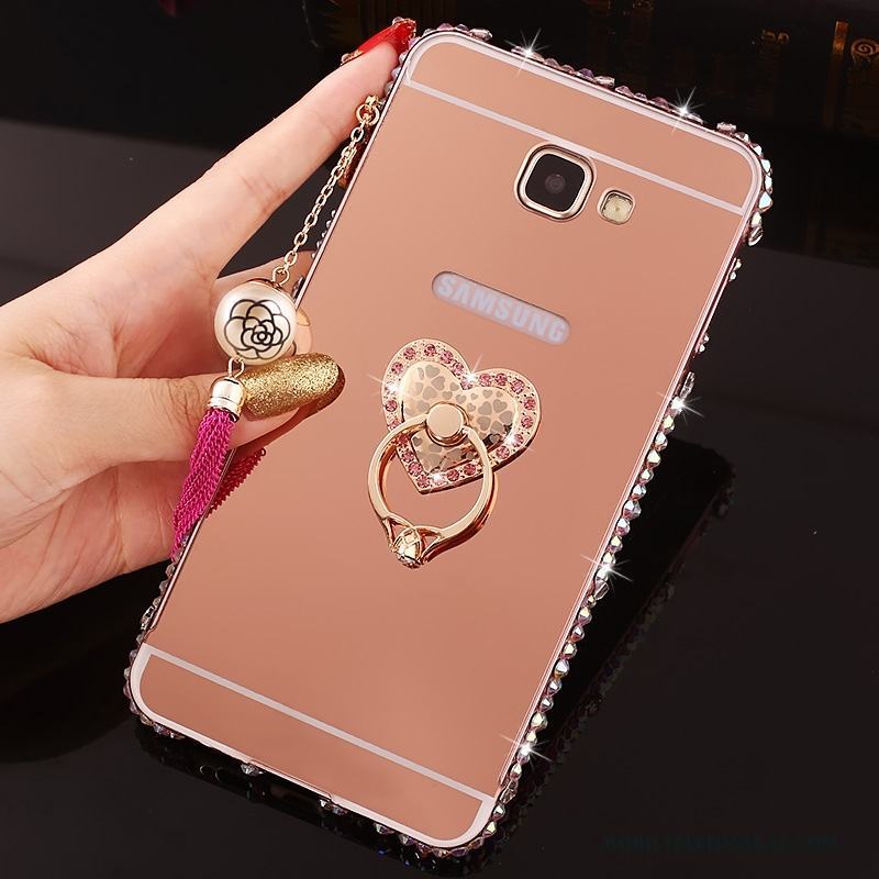 Samsung Galaxy A7 2016 Strass Fodral Skal Telefon Frame Med Strass Rosa Guld Metall