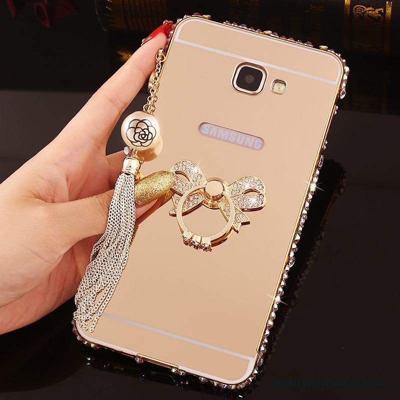 Samsung Galaxy A7 2016 Strass Fodral Skal Telefon Frame Med Strass Rosa Guld Metall