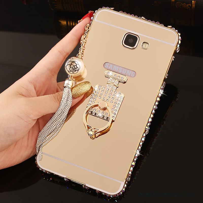 Samsung Galaxy A7 2016 Strass Fodral Skal Telefon Frame Med Strass Rosa Guld Metall