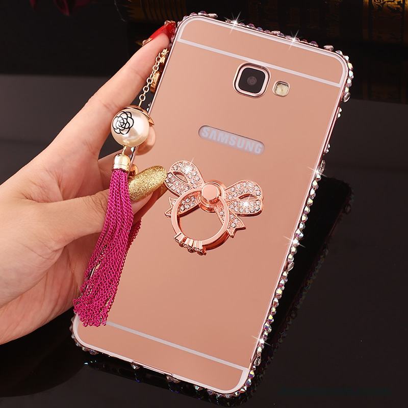 Samsung Galaxy A7 2016 Strass Fodral Skal Telefon Frame Med Strass Rosa Guld Metall
