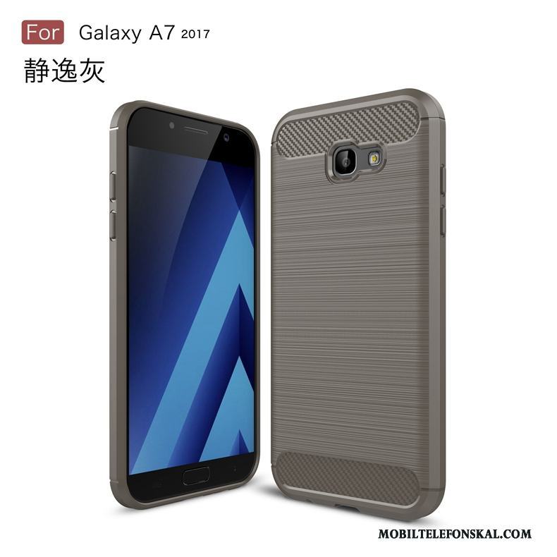 Samsung Galaxy A7 2017 Skal Fodral Svart Silikon Fallskydd Stjärna Telefon