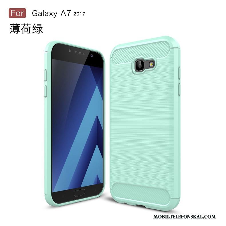 Samsung Galaxy A7 2017 Skal Fodral Svart Silikon Fallskydd Stjärna Telefon