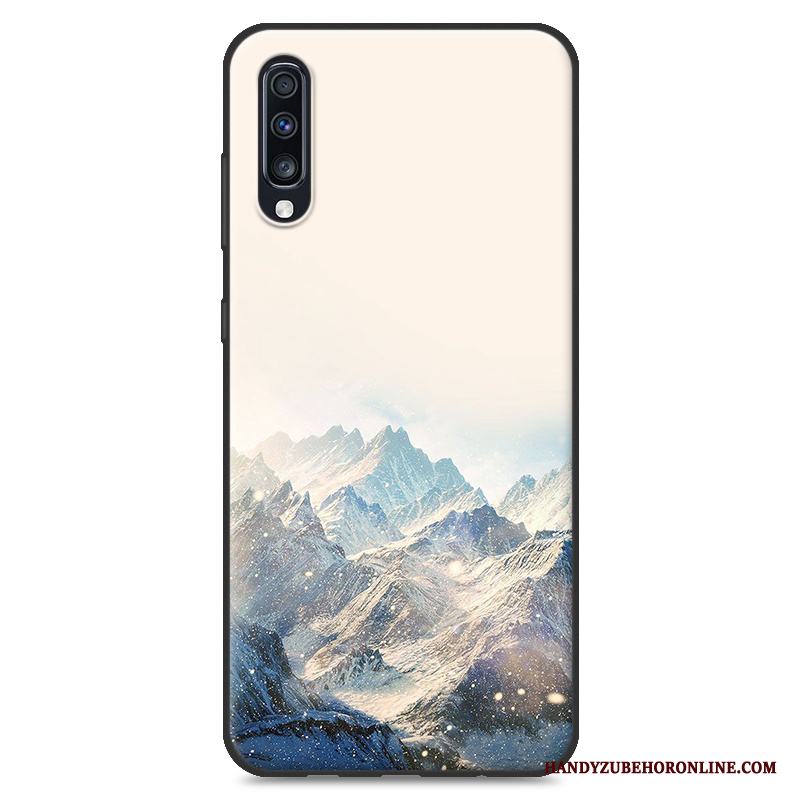 Samsung Galaxy A70 Blå Skydd Fodral Skal Telefon Landskap Silikon Enkel