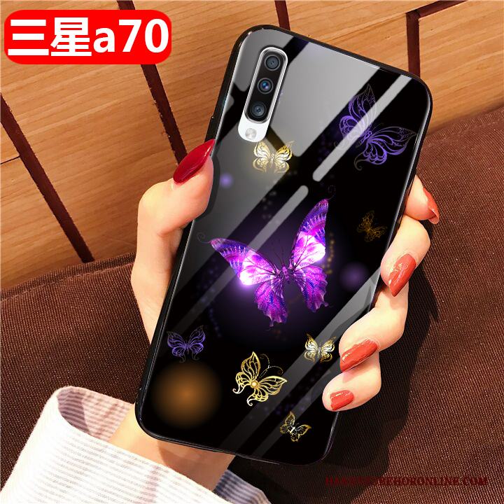 Samsung Galaxy A70 Fallskydd Mode Svart Skal Telefon Mjuk Stjärna Silikon
