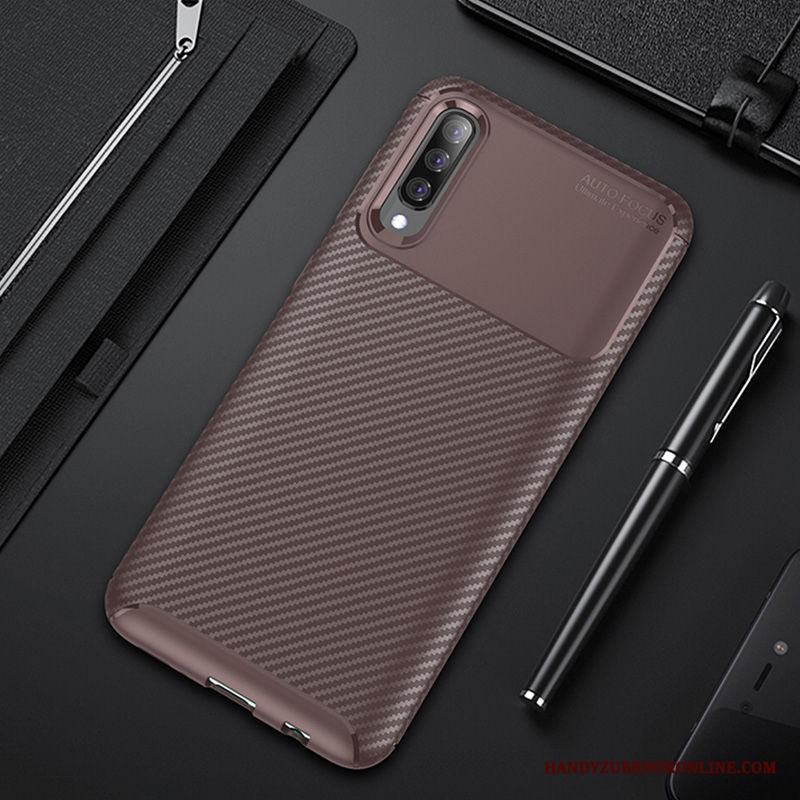 Samsung Galaxy A70 Skal Fodral Blå Mjuk Trend Business Stjärna Fallskydd