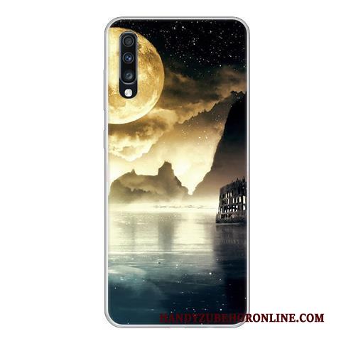 Samsung Galaxy A70 Skal Stjärna Fodral Tecknat Fallskydd Personlighet Mjuk Svart