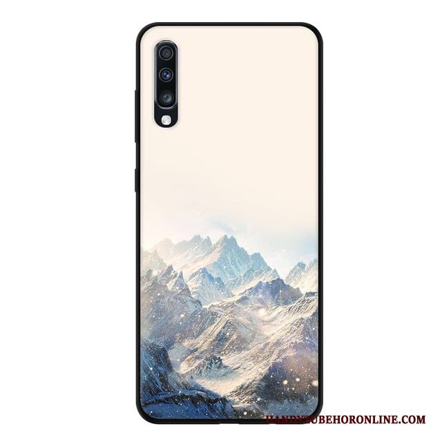 Samsung Galaxy A70 Skal Stjärna Nubuck Blå Silikon Mjuk Skydd Fallskydd