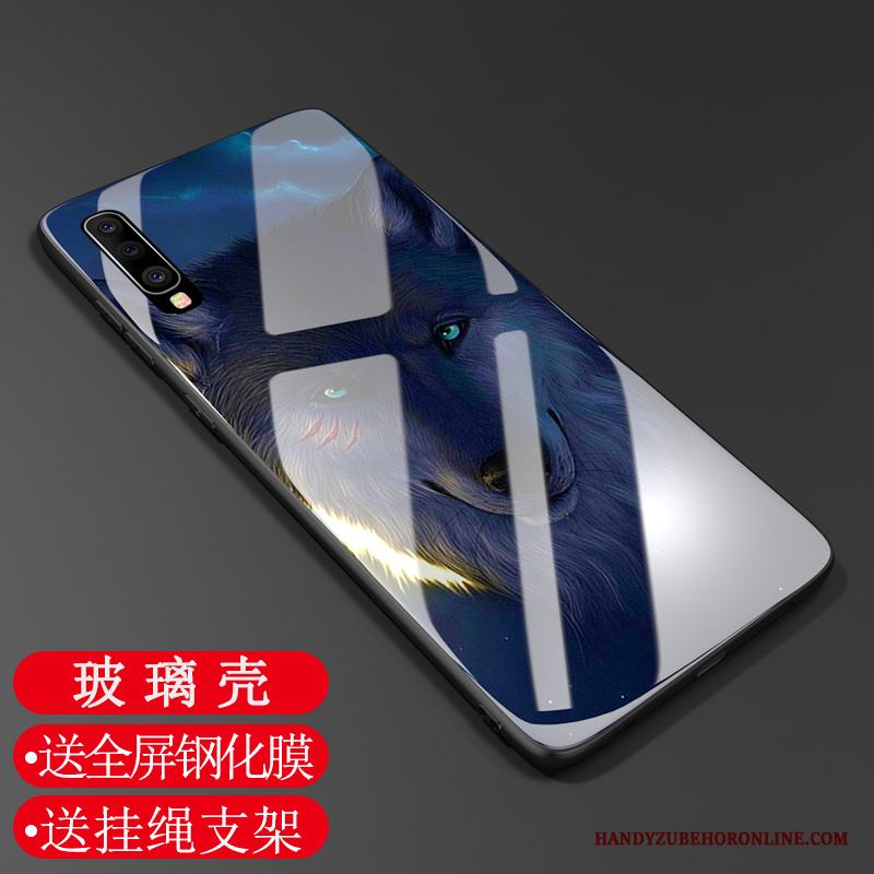 Samsung Galaxy A70 Skal Stjärna Personlighet Skydd Anpassa Mörkblå Glas Fodral