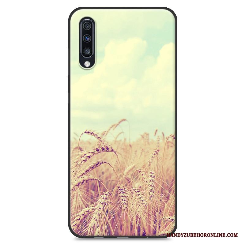 Samsung Galaxy A70 Skal Telefon Fodral Mjuk Röd Silikon Nubuck Skydd