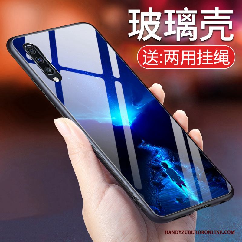 Samsung Galaxy A70 Stjärna Glas Fodral Personlighet Svart Skal Telefon Skydd
