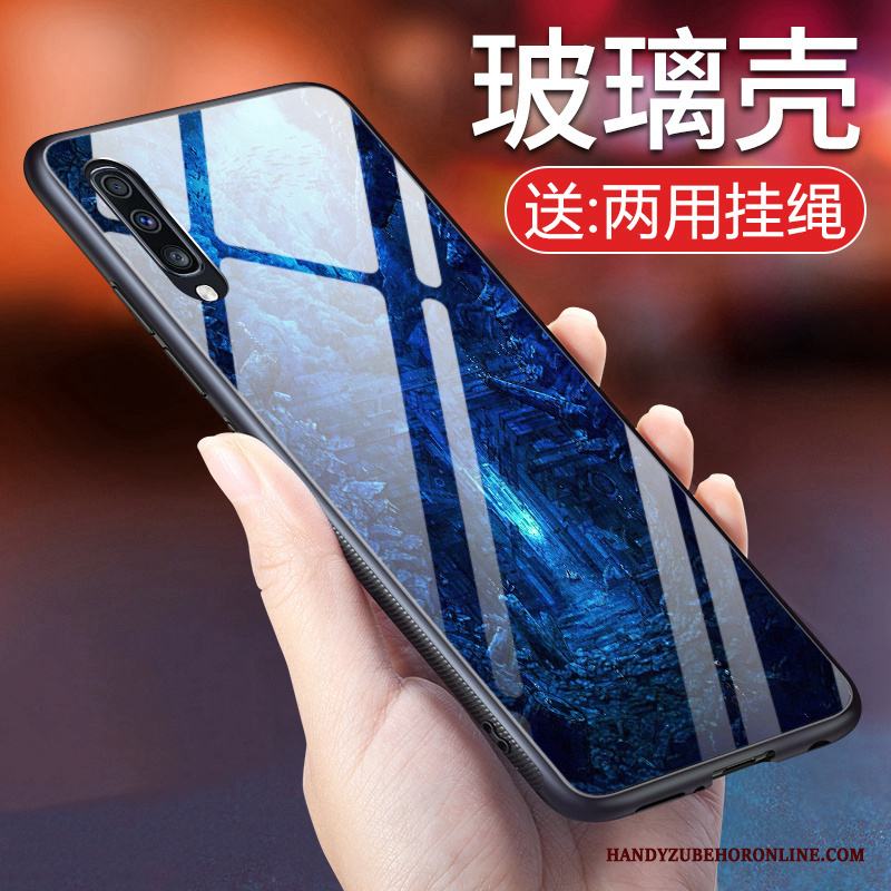 Samsung Galaxy A70 Stjärna Glas Fodral Personlighet Svart Skal Telefon Skydd