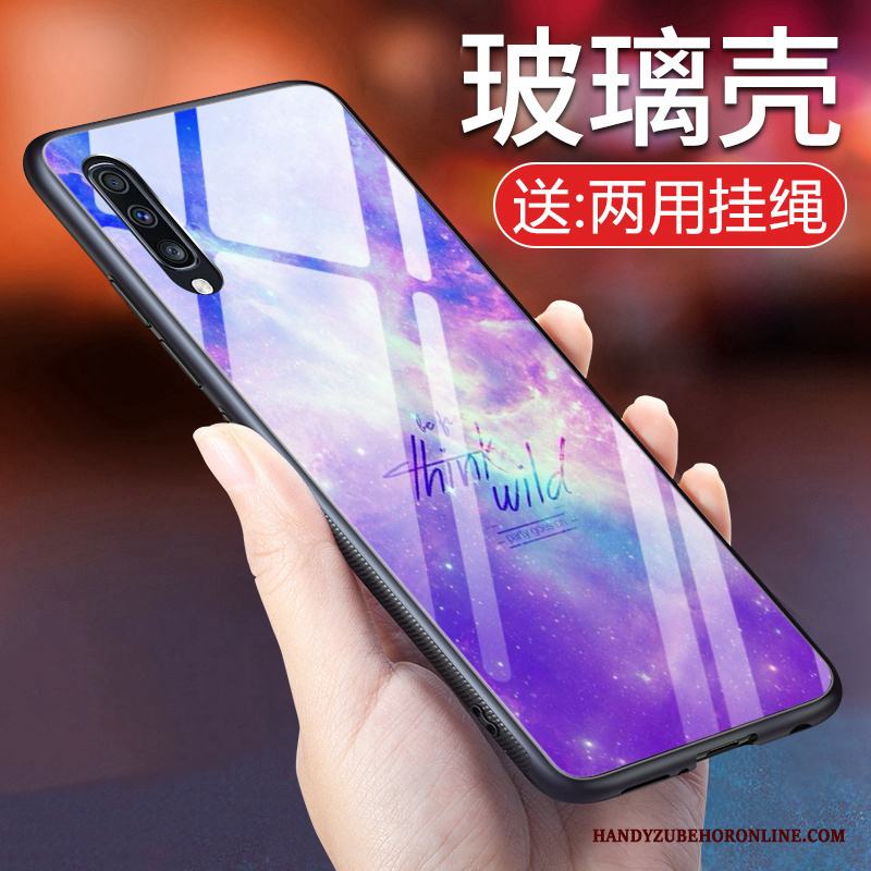 Samsung Galaxy A70 Stjärna Glas Fodral Personlighet Svart Skal Telefon Skydd