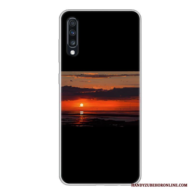 Samsung Galaxy A70 Tecknat Skal Telefon Fallskydd Fodral Silikon Svart Mjuk