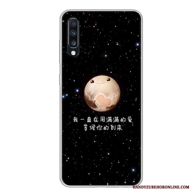 Samsung Galaxy A70 Tecknat Skal Telefon Fallskydd Fodral Silikon Svart Mjuk