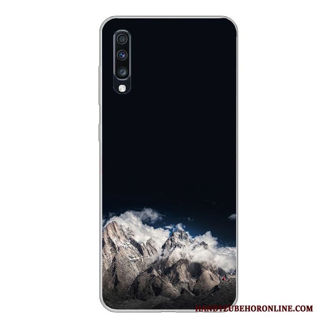 Samsung Galaxy A70 Tecknat Skal Telefon Fallskydd Fodral Silikon Svart Mjuk