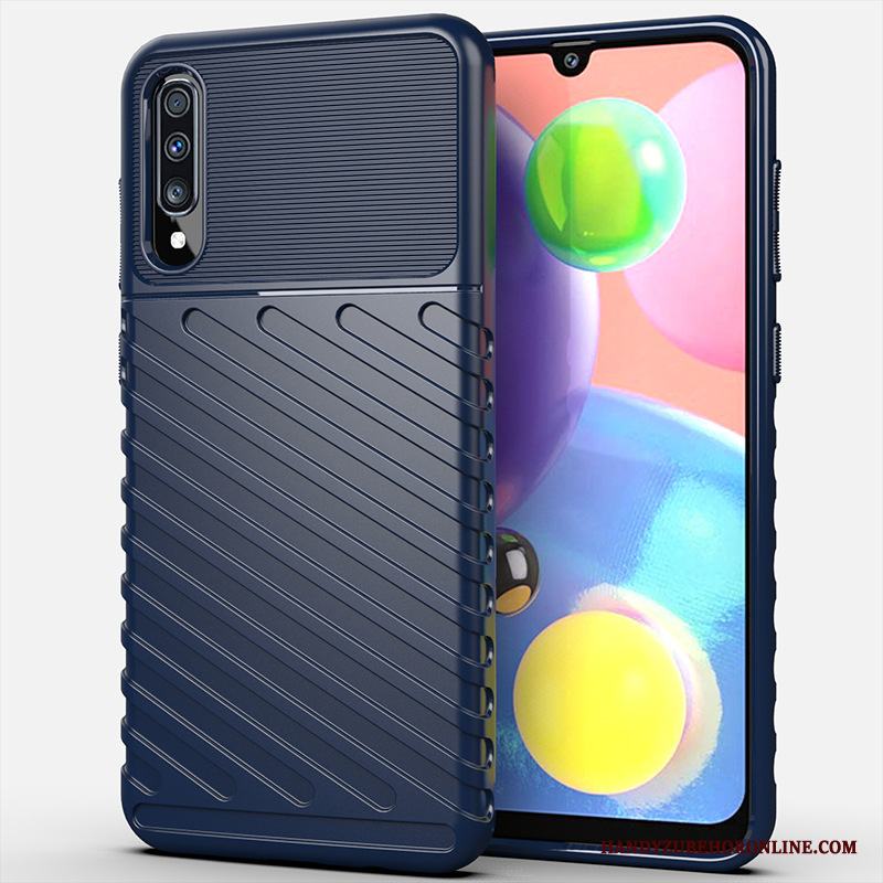 Samsung Galaxy A70s Mjuk Fallskydd Skal Telefon Fodral Silikon Mörkgrön Stjärna