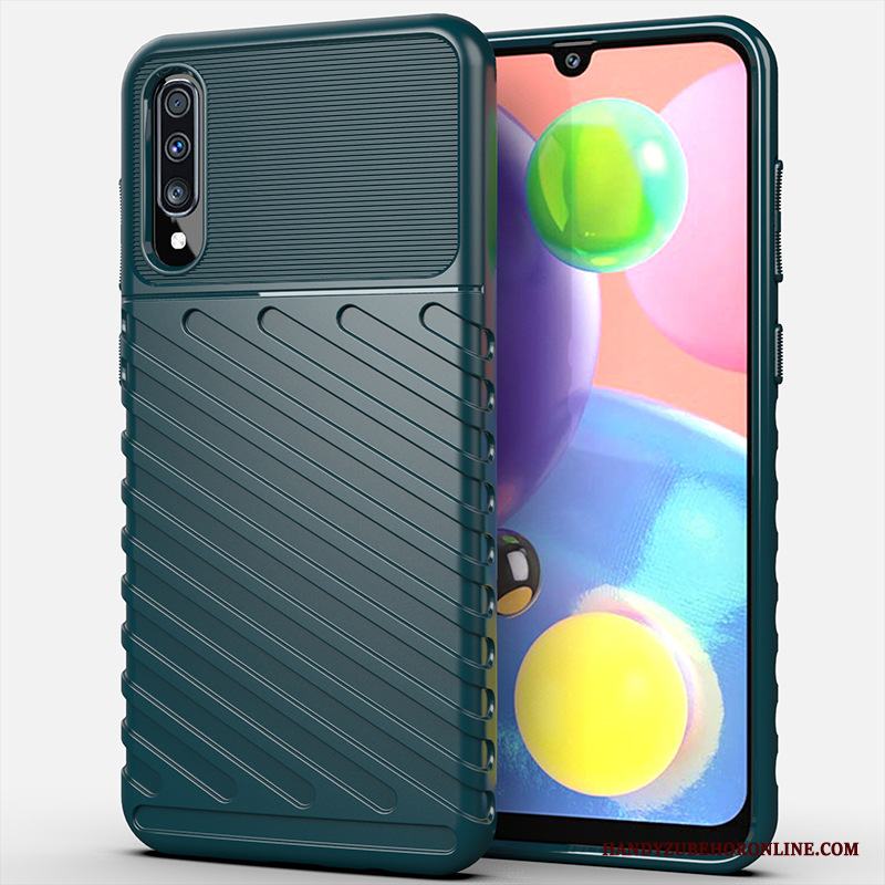 Samsung Galaxy A70s Mjuk Fallskydd Skal Telefon Fodral Silikon Mörkgrön Stjärna