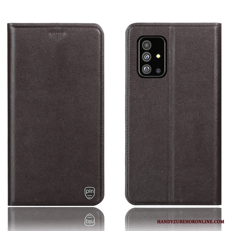 Samsung Galaxy A71 Fodral Äkta Läder Skal Telefon All Inclusive Fallskydd Stjärna Täcka